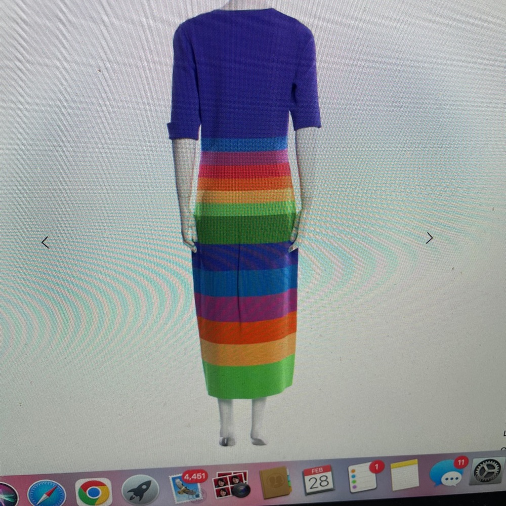 Christopher John Rogers Multicolor Striped Long Sleeve Dress size L fits M